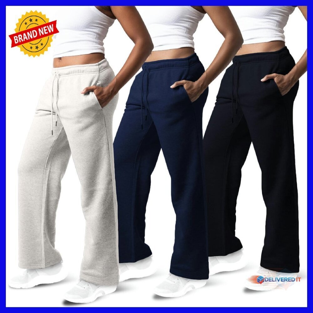 3 Pack Fleece Sweatpants Wide Leg Yoga Pants Plus Size